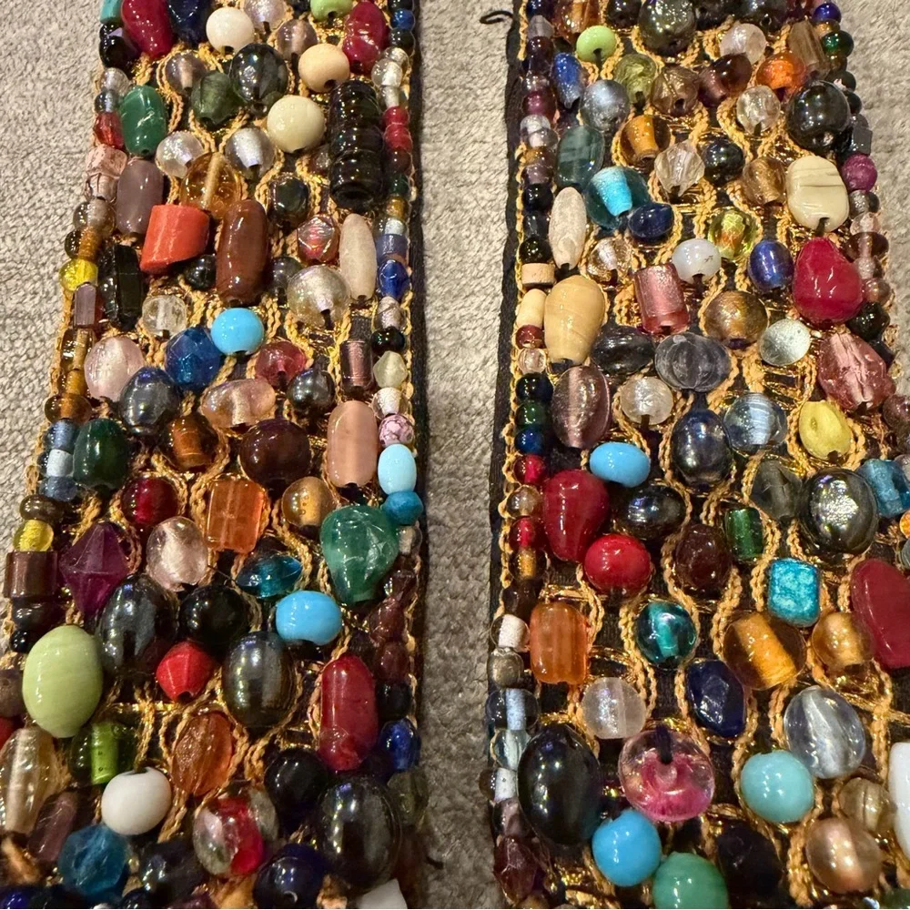 Vintage Beaded Statement Belt – Multicolor Glass Beads – Boho Artisan Style